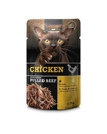 LEONARDO Vištiena su papildoma Šonkaulių jautiena 70 g drėgnas maistas katėms