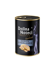 DOLINA NOTECI Premium Sterilised Turtingas perlinės vištos maistas katėms po sterilizacijos, 400 g