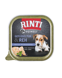 RINTI Feinest Poultry Pure&Deer patiekalų dėklas su paukštiena ir elniena, 11 x 150 g