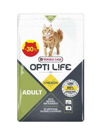 VERSELE-LAGA Opti Life Cat Adult Chicken 1kg -30% promo maistas su vištiena suaugusiems katėms