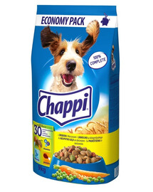 CHAPPI Mix skoniai 2x9kg - paukštiena ir daržovės su jautiena ir paukštiena su daržovėmis sausas šunų ėdalas