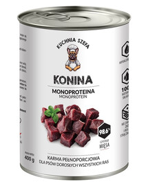 KUCHNIA SZEFA Arklienos monoproteinų pašaras visų veislių šunims 400 g