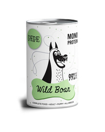 PAKA ZWIERZAKA PEPE Wild Boar 99% (šerniena) 800 g monoproteininė maistas