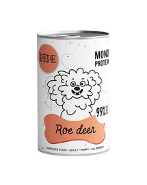 PAKA ZWIERZAKA PEPE Roe Deer 99% (briedis) 800 g monoproteininė dieta