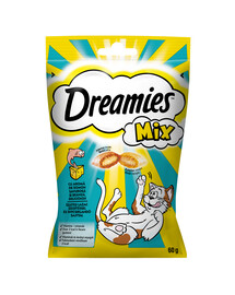 DREAMIES Mix Skoniai 5x60 g kačių skanėstų su anties, sūrio ir lašišos, vištienos, jautienos ir lašišos skoniais