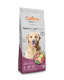 CALIBRA Dog Premium Senior Light All Breeds Beef 12kg monoproteininė mėsa su jautiena vyresniems šunims arba šunims su antsvoriu