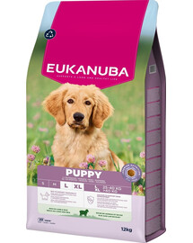 EUKANUBA Puppy Large Breeds Lamb Rice 12 kg sausas maistas didelių veislių šuniukams, turintis avienos ir ryžių