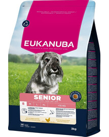 EUKANUBA Senior Small Breeds Chicken 3 kg sausas maistas vyresniems mažų veislių šunims, turintis šviežio vištienos