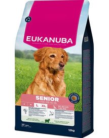 EUKANUBA Senior Large Breeds Lamb Rice 12 kg sausa maistas vyresniems didelių veislių šunims, turintis avienos ir ryžių
