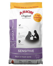ARION Original Sensitive Adult Medium Lamb Rice 15 kg (12 + 3 kg nemokamai)