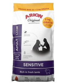 ARION Original Sensitive Adult Large Lamb Rice 15 kg (12 + 3 kg nemokamai)