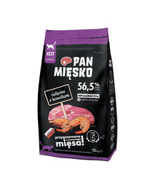 PAN MIĘSKO Veršiena su krevetėmis katėms traškučiai S 2x10 kg