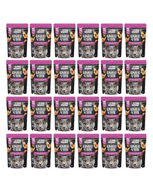 PAN MIĘSKO Gabaliukai padaže Vištiena su krevetėmis drėgnas maistas katėms 24x85 g