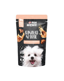 PAN MIĘSKO Gabaliukai padaže Veršiena su triušiu šlapias maistas šunims 150 g