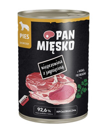 PAN MIĘSKO Kiauliena su aviena drėgnas maistas šunims 400 g