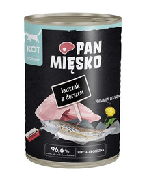 PAN MIĘSKO Vištiena su menke, šlapias kačių maistas, 400 g