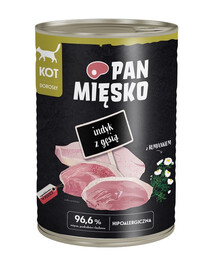 PAN MIĘSKO Kalakutas su žąsimi drėgnas maistas katėms 400 g