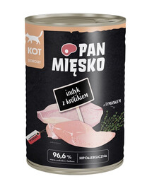 PAN MIĘSKO Kalakutas su triušiu drėgnas maistas katėms 400 g