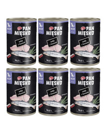 PAN MIĘSKO Kalakutas su lašiša drėgnas maistas kačiukams 6x400 g