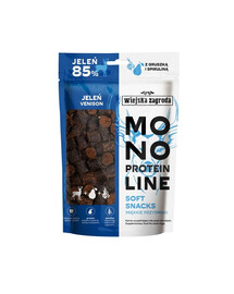 WIEJSKA ZAGRODA Monoproteiniai minkšti skanėstai šunims Elnias 115 g