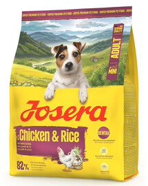JOSERA Mini Adult Chicken and Rice 900g be gluteninė maisto produktas mažų veislių šunims