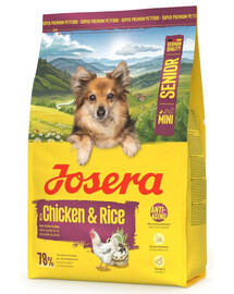 JOSERA Mini Senior Chicken and Rice 3kg be gluteninė maistas vyresniems mažų veislių šunims