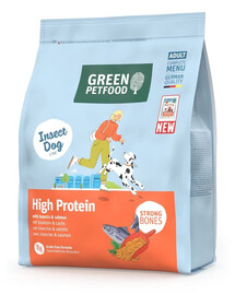 GREEN PETFOOD InsectDog with Salmon High Protein 900g su vabzdžių ir lašišos baltymu aktyviems šunims