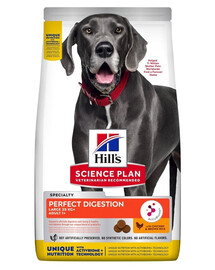 HILL'S Science Plan Canine Adult Large Perfect Digestion Chicken and Brown Rice 14kg maistas, užtikrinantis sveiką virškinimą dideliems šunims