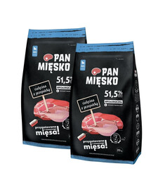 PAN MIĘSKO Veršiena su stručiu šuniukams sausainiai L 2x20 kg