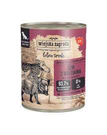 WIEJSKA ZAGRODA Miško skoniai Šernas su jautiena šlapias šunų maistas 6x800 g