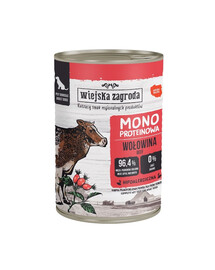 WIEJSKA ZAGRODA Monoprotein Beef šlapias šunų maistas 24x400 g