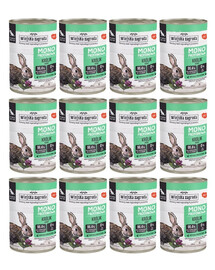 WIEJSKA ZAGRODA Monoprotein Rabbit šlapias šunų maistas 12x400 g