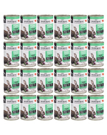 WIEJSKA ZAGRODA monoproteinas triušiena drėgnas maisto produktas šunims 24x400 g