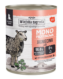WIEJSKA ZAGRODA Monobaltinis ėriuko mėsos šlapias maistas šuniukams, 6 x 800 g