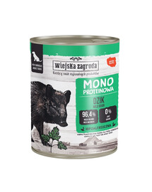 WIEJSKA ZAGRODA Monoprotein Wild boar šlapias šunų maistas 6x800 g