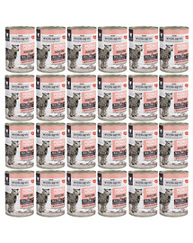 WIEJSKA ZAGRODA Vienos rūšies baltymų ėriuko šlapias kačių maistas 24x400 g