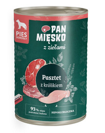 PAN MIĘSKO su žolelėmis Paštetas su triušiu šunims 400 g