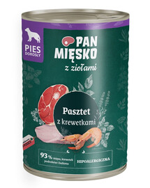 PAN MIŠKO su žolelėmis Paštetas su krevetėmis šunims 400 g