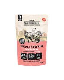 WIEJSKA ZAGRODA Superfoods Vištiena su krevetėmis ir valerijonais, šlapias kačių maistas, 12 x 100 g