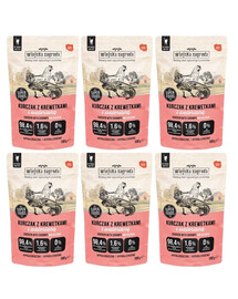 WIEJSKA ZAGRODA Superfoods Vištiena su krevetėmis ir valerijonais, šlapias kačių maistas, 6 x 100 g