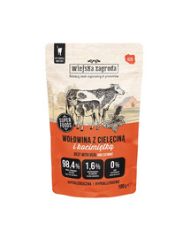 WIEJSKA ZAGRODA Superfoods Jautiena su veršiena ir katės mėta, šlapias kačių maistas, 6 x 100 g