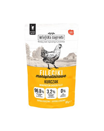 WIEJSKA ZAGRODA „Fileciki“ vištienos drėgnas kačių maistas, 6 x 85 g