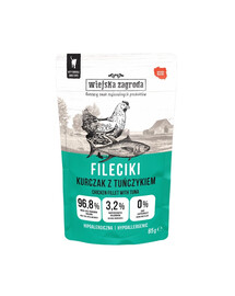 WIEJSKA ZAGRODA „Fileciki“ vištiena su tunu– drėgnas kačių maistas, 6 x 85 g