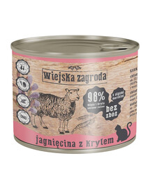 WIEJSKA ZAGRODA Adult Ėriena ir krilis 6x200 g kačių konservų dėžutė