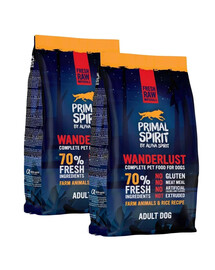 PRIMAL SPIRIT Wanderlust minkštas maistas šunims su vištiena ir ryžiais 2x1 kg