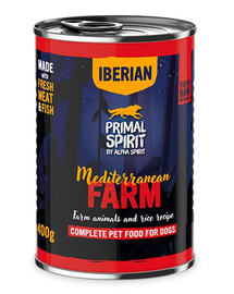 PRIMAL SPIRIT Iberian Mediterranean Farm šlapias šunų maistas 400 g