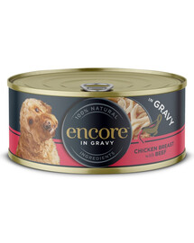 ENCORE Dog Chicken Breast with Beef in Gravy vištienos krūtinėlė su jautiena padaže 156 g