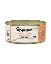 APPLAWS Cat Adult Chicken with Prawn in Broth vištienos krūtinėlė su krevetėmis sultinyje 70 g