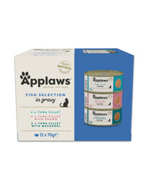 APPLAWS Cat Adult Fish Selection Multipak in Gravy 12x70 g mix skonių su žuvimi padaže