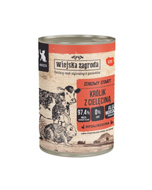 WIEJSKA ZAGRODA Mix skonių kačiukams: Triušis su veršiena ir Kalakutas su vištiena, 12 x 400 g